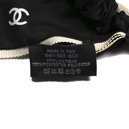 Chanel Silk CC Hair Tie Black Ecru 4 of 4