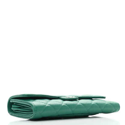 Chanel Caviar Quilted Large Gusset Flap Wallet Green 4 of 8