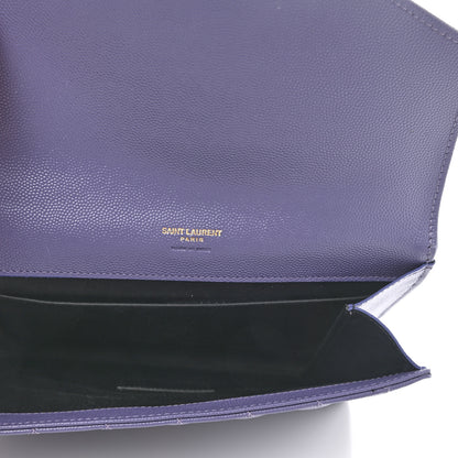 Saint Laurent Grain De Poudre Textured Mixed Matelasse Triquilt Monogram Clutch Dark Wisteria 5 of 7