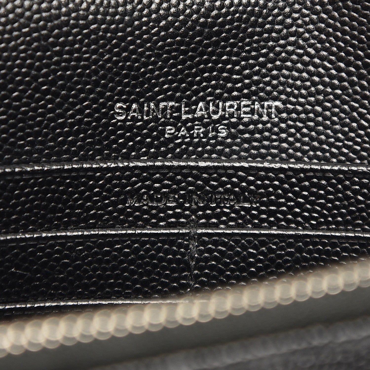 Saint Laurent Grain De Poudre Matelasse Chevron Monogram Envelope Chain Wallet Black 7 of 7
