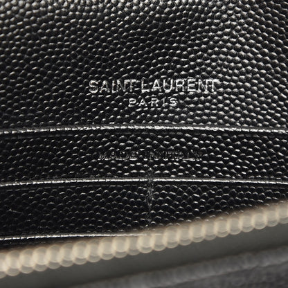 Saint Laurent Grain De Poudre Matelasse Chevron Monogram Envelope Chain Wallet Black 7 of 7