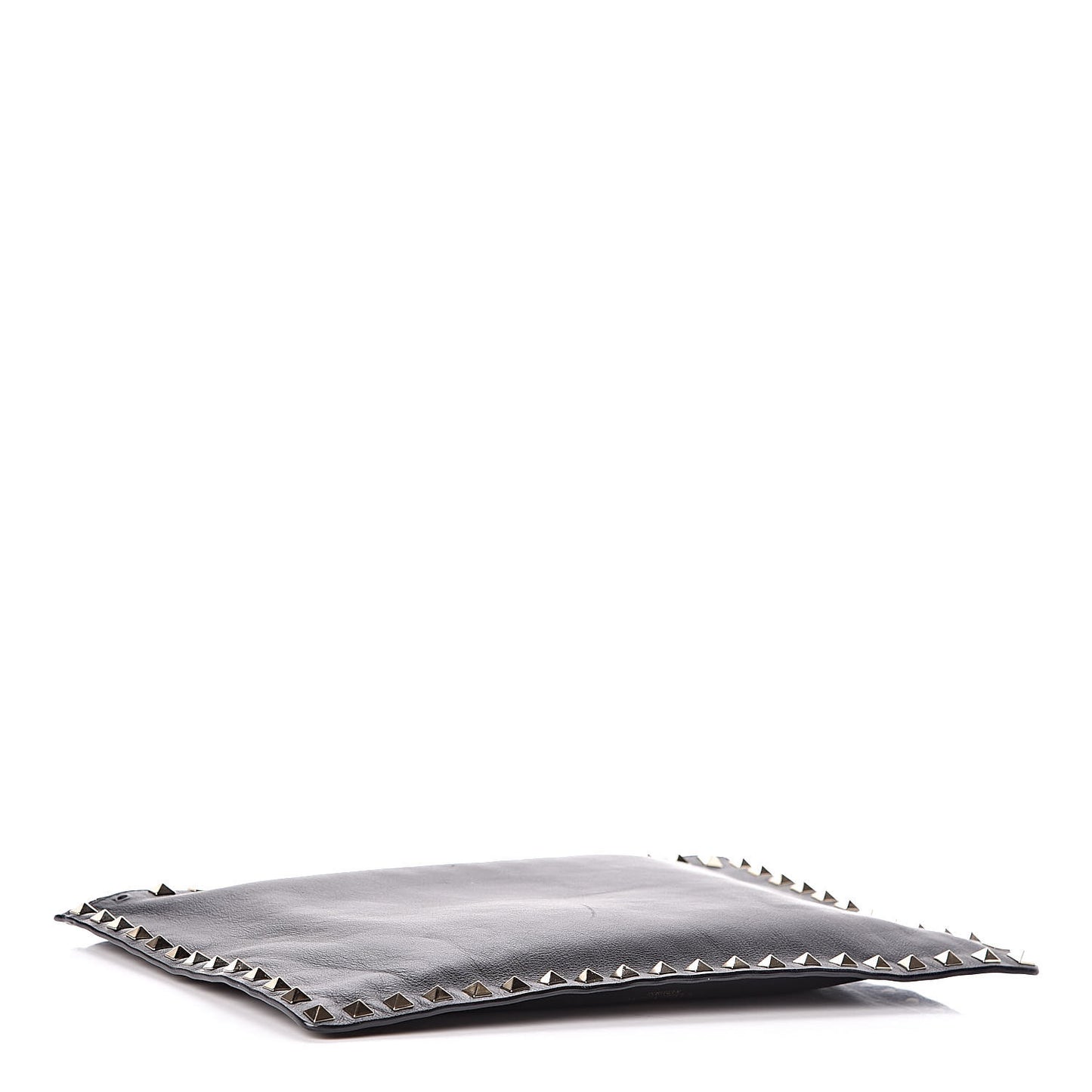 Vitello Large Rockstud Zip Pouch Black