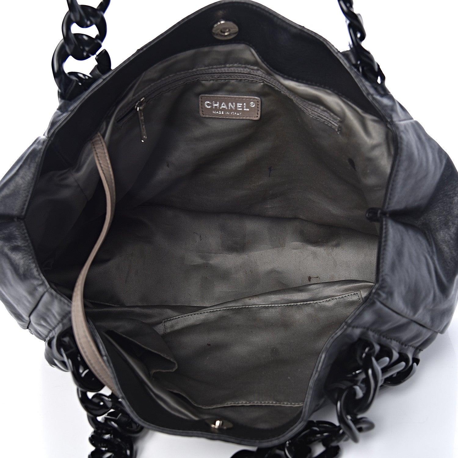 Chanel Calfskin Modern Chain Rhodoid East West Tote Black 5 of 16