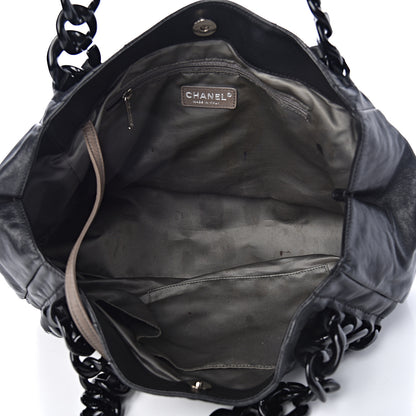 Chanel Calfskin Modern Chain Rhodoid East West Tote Black 5 of 16