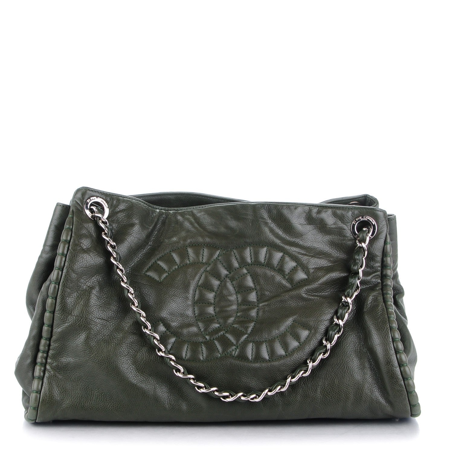 Chanel Calfskin On The Bund Open Accordion Tote Dark Khaki 1 of 7