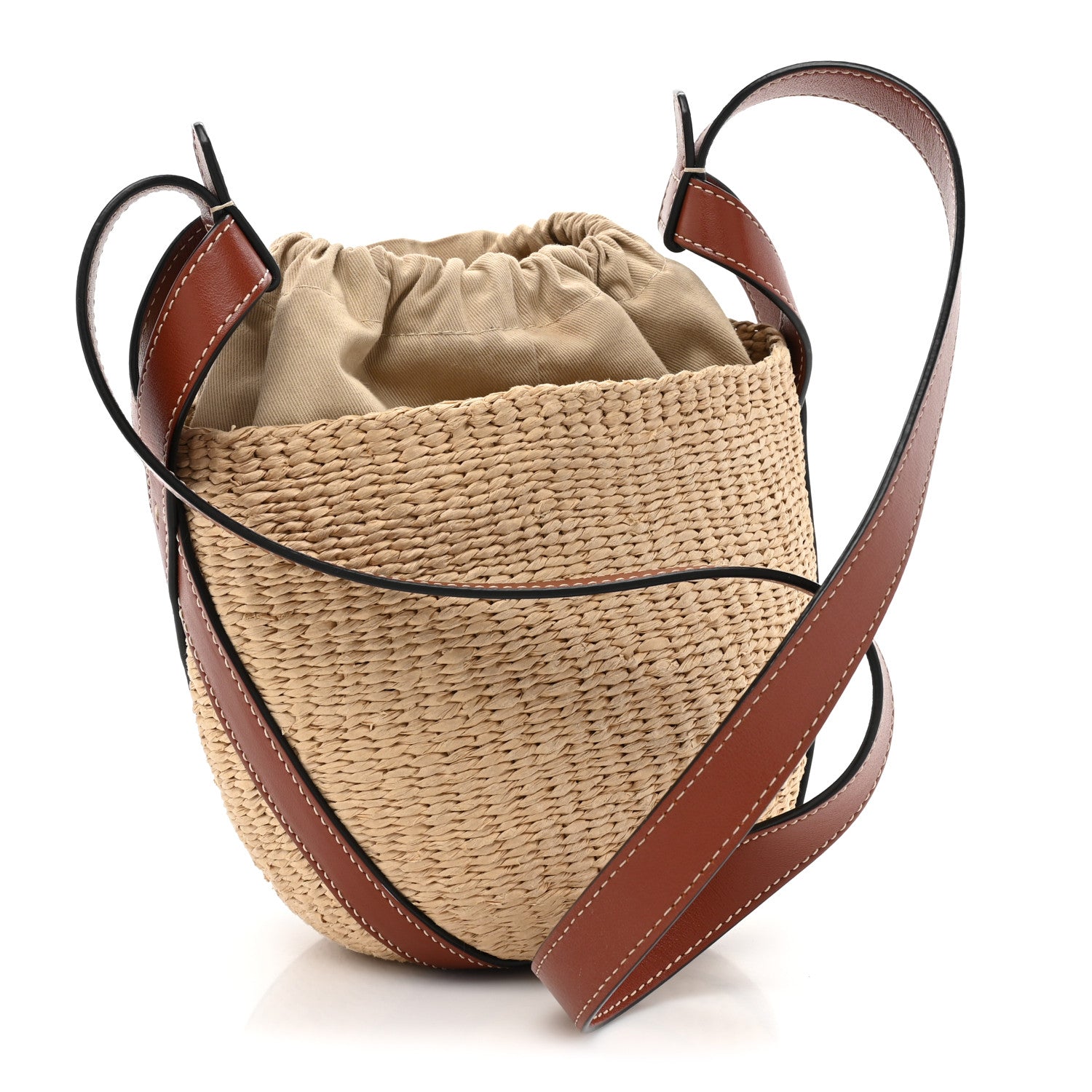 Chloe X MIFUKO Raffia Calfskin Basket Shoulder Bag Brown 3 of 10