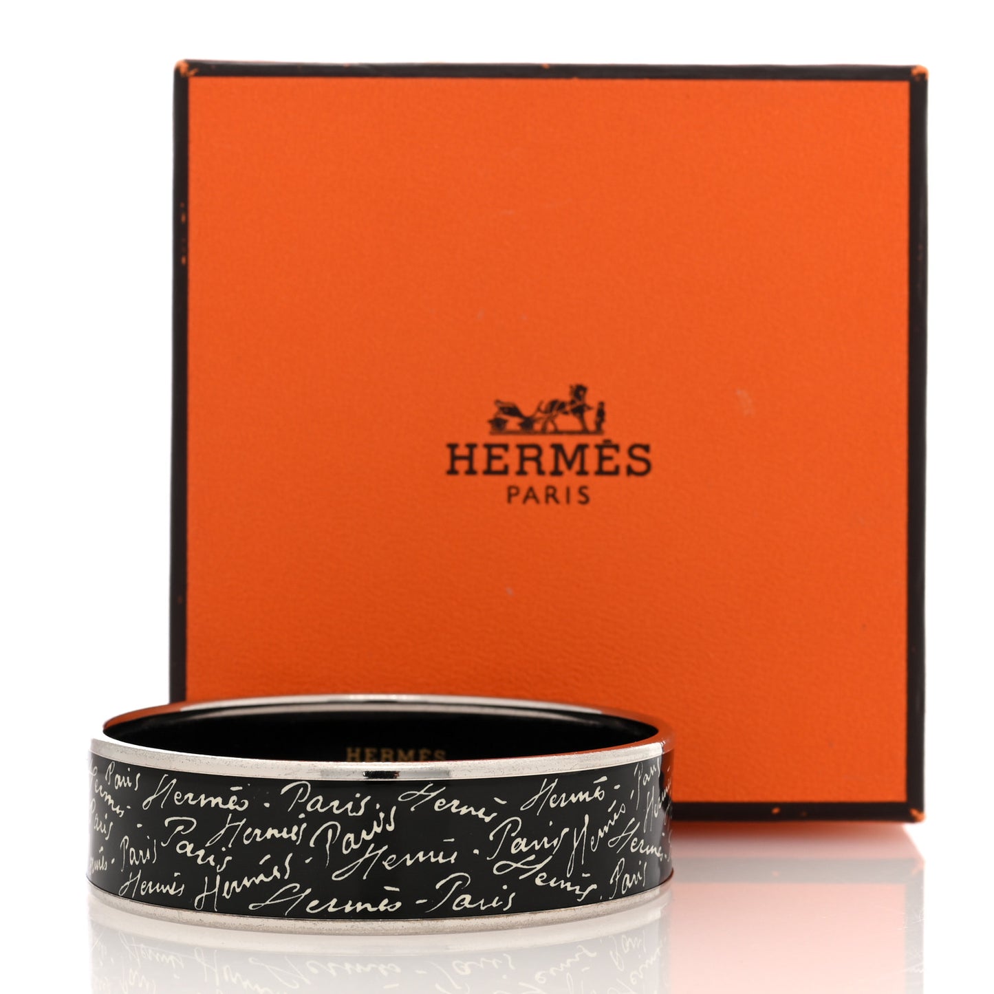 Enamel Printed Handwriting Wide Bracelet 70 Black