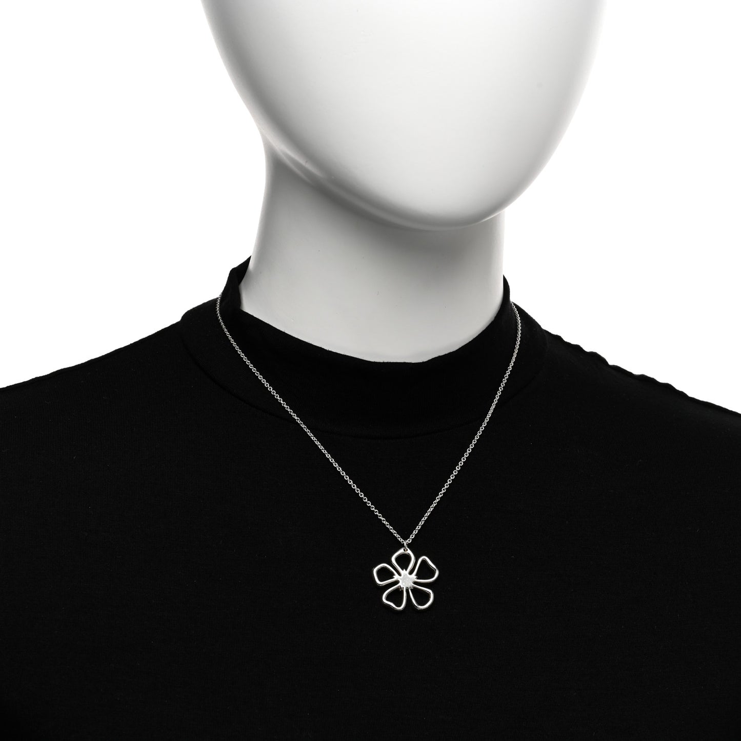 Sterling Silver Open Flower Pendant Necklace