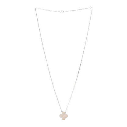 Van Cleef & Arpels 18K White Gold Mother of Pearl Vintage Alhambra Pendant Necklace 3 of 6