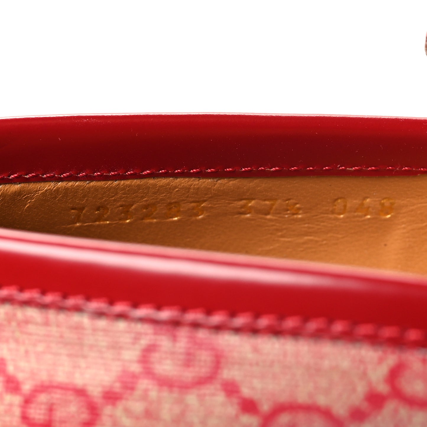 GG Supreme Monogram Cordovan Lux Womens Harald Horsebit 25mm Platform Loafers 37.5 Beige Hibiscus Red