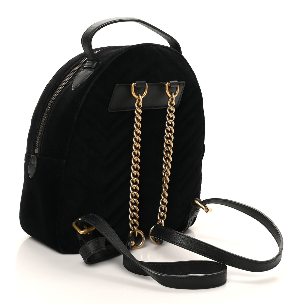 Authentic Black Gucci Velvet Matelasse GG Marmont Dome Backpack Gucci Velvet Matelasse GG Marmont Dome Backpack Black  main image 3
