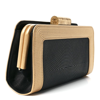Chanel Lambskin Stitched Clutch Black Gold 3 of 12