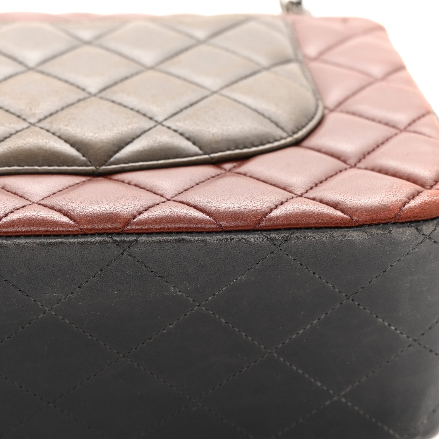 Chanel Lambskin Quilted Jumbo Tri-Color Double Flap Burgundy 20 of 22