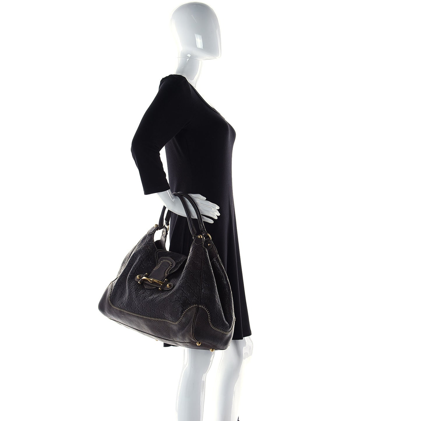 Guccissima Large New Pelham Shoulder Bag Dark Brown
