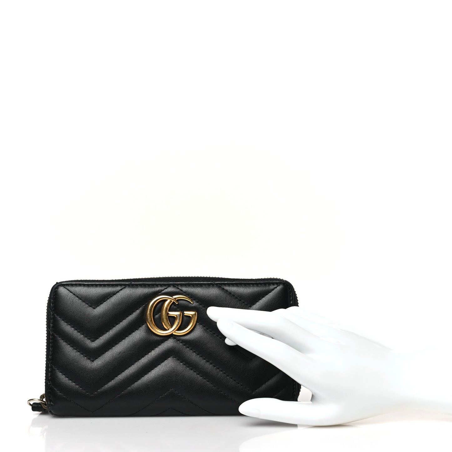 Calfskin Matelasse GG Marmont Zip Around Wallet Black