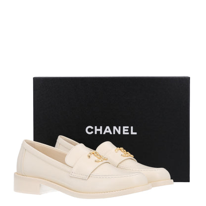 Chanel Calfskin Camellia CC Loafers 39.5 Ivory 11 of 11