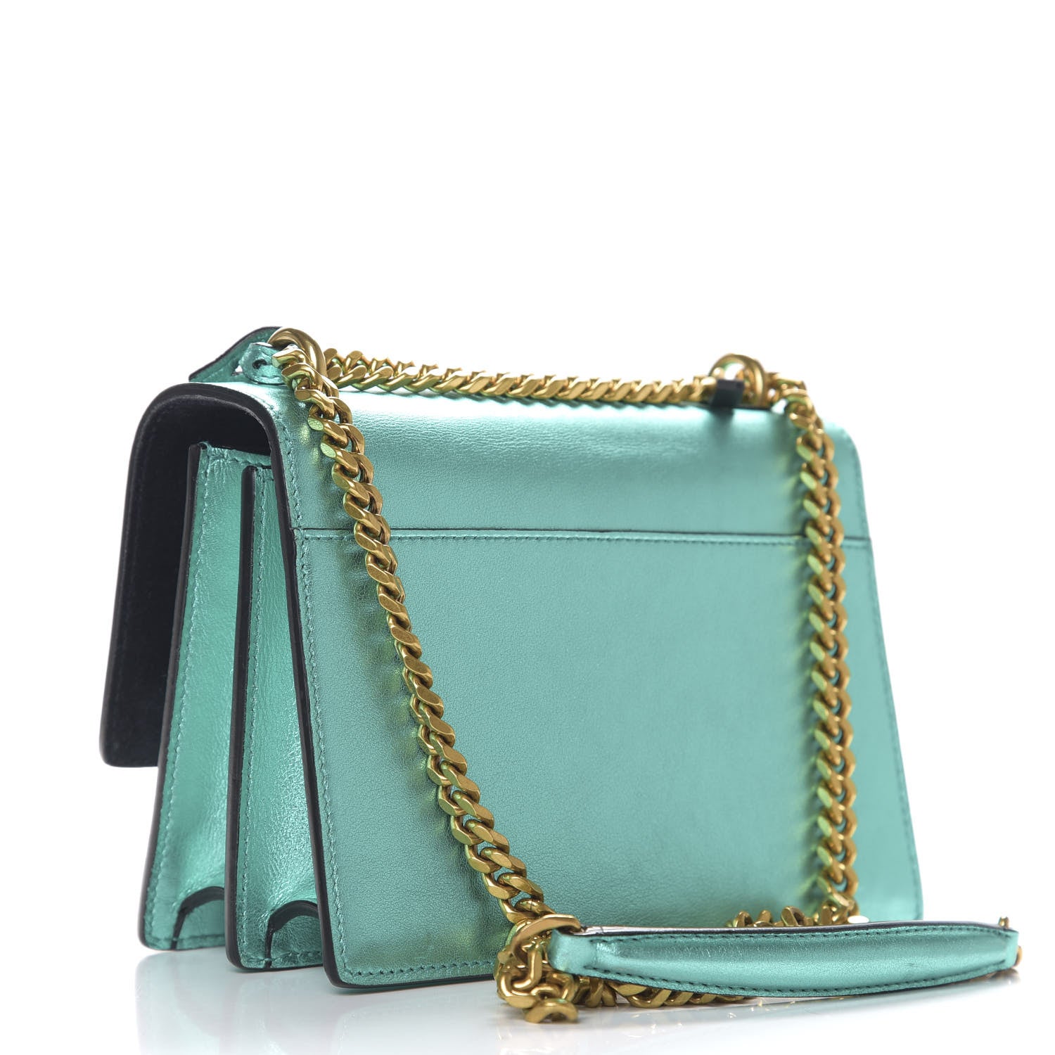 Saint Laurent Metallic Calfskin Small Monogram Sunset Chlorophille 2 of 9