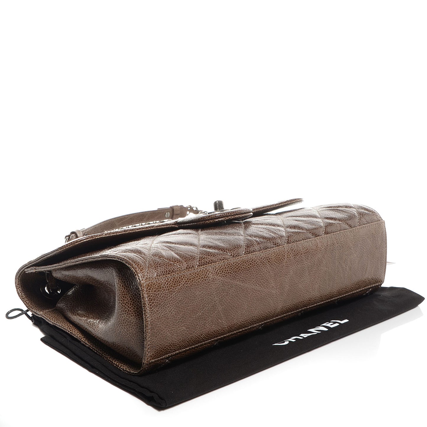 Crumpled Grained Calfskin Medium CC Crave Flap Brown