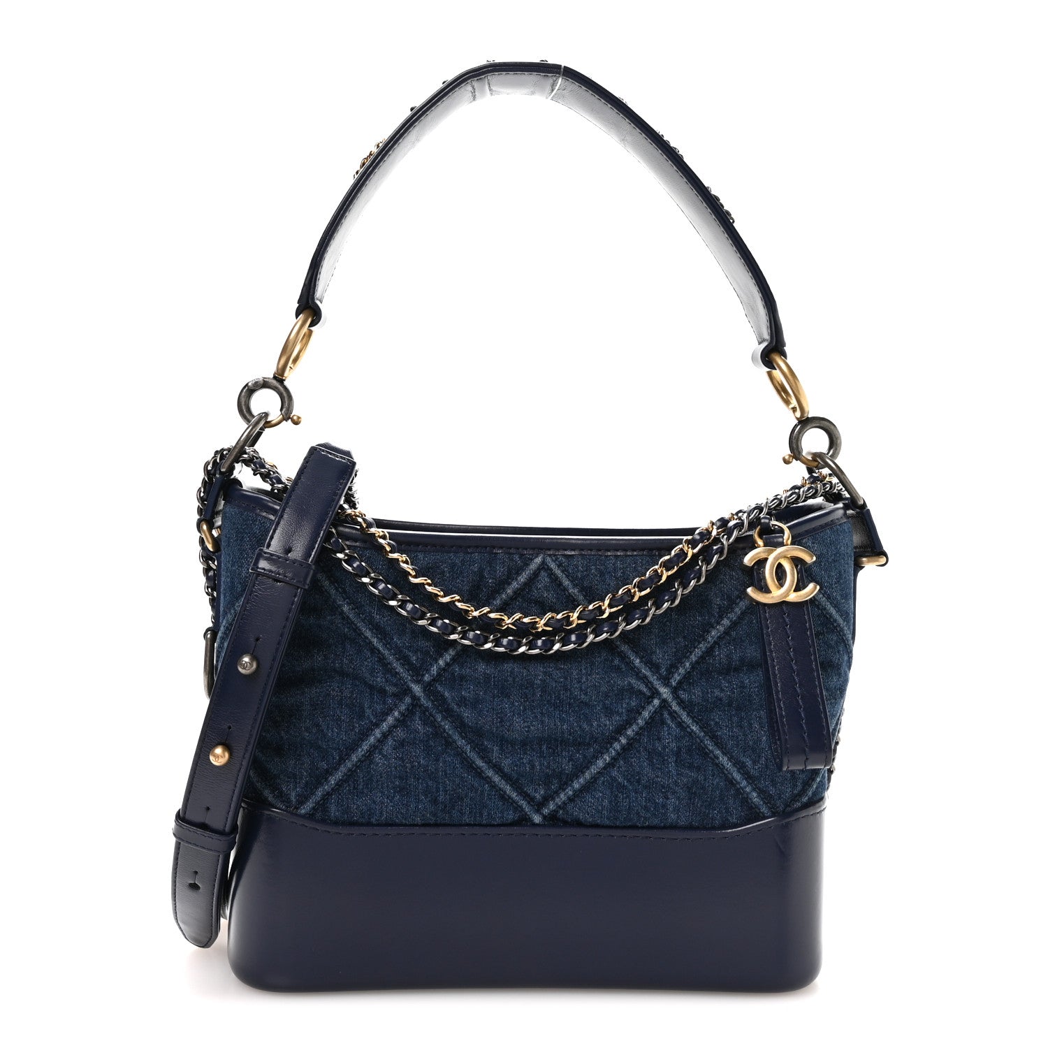Chanel Denim Calfskin Quilted Medium Gabrielle Logo Hobo Blue 1 of 10