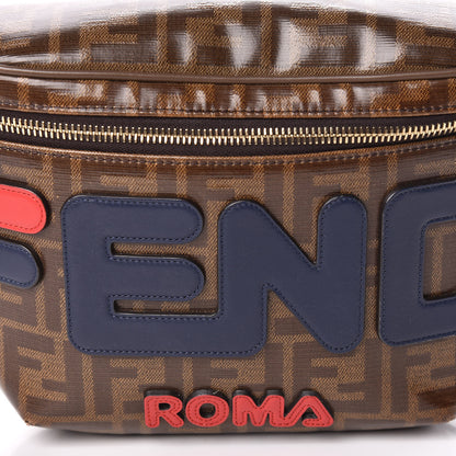 Fendi X FILA Glazed Fabric Vitello Century FF 1974 Mania Belt Bag Mogano Panna Blueberry 8 of 10