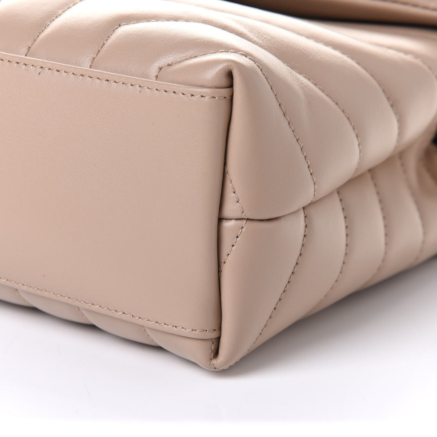 Calfskin Y Quilted Monogram Small Loulou Chain Satchel Dark Beige