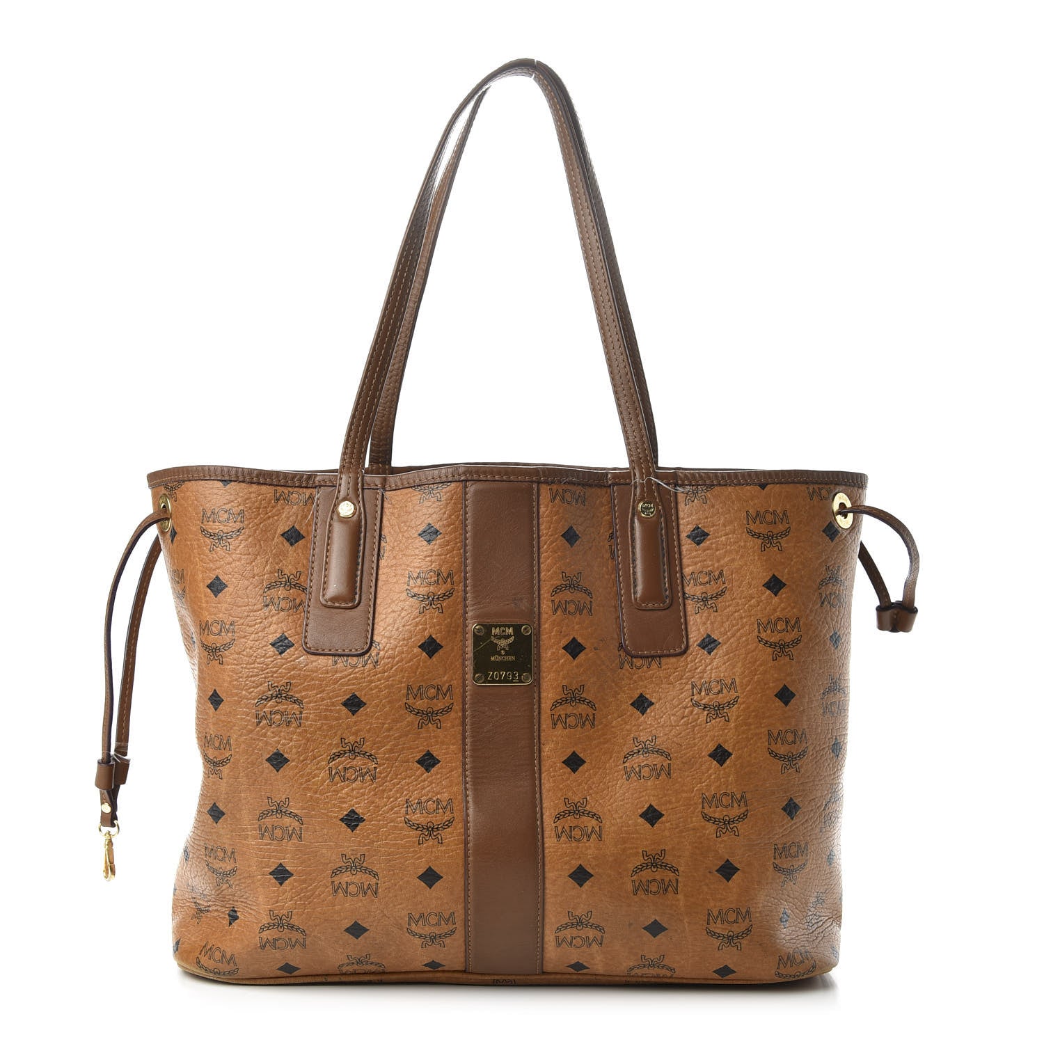 MCM Visetos Medium Liz Reversible Shopper Tote Cognac 1 of 12