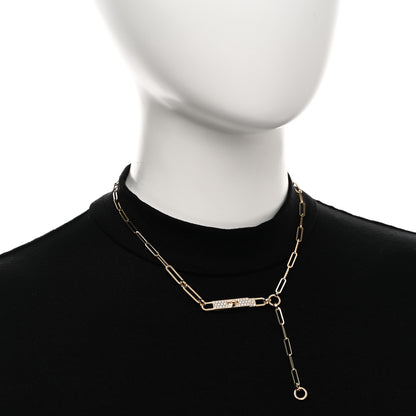 Hermes 18K Yellow Gold Diamond Pave PM Kelly Chaine Lariat Necklace ST 2 of 5