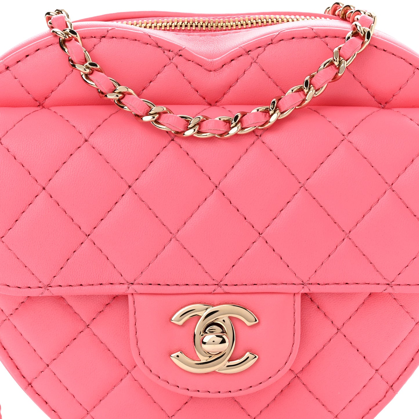Lambskin Quilted CC In Love Heart Bag Pink