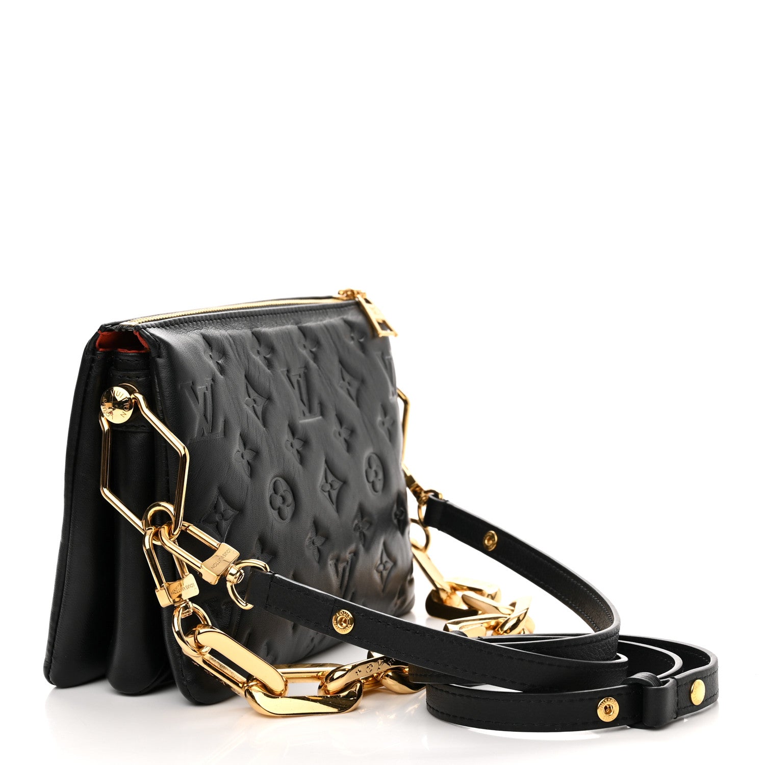 Louis Vuitton Lambskin Embossed Monogram Coussin BB Black 3 of 12