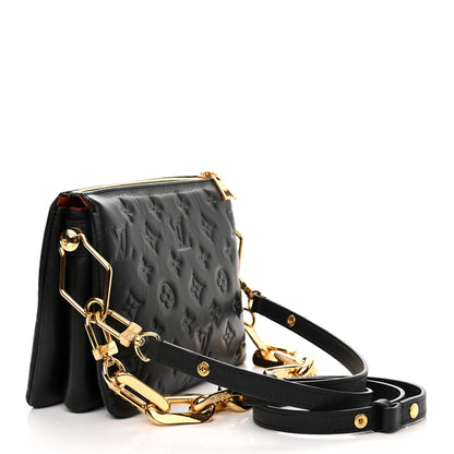 Louis Vuitton Lambskin Embossed Monogram Coussin BB Black 3 of 12