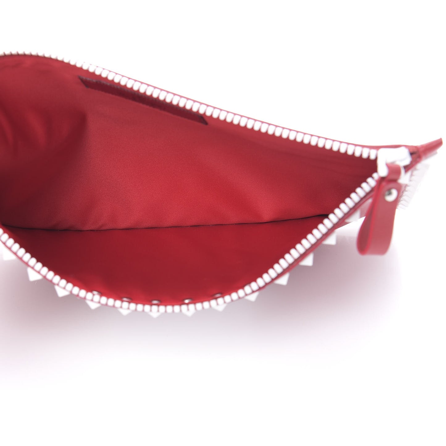 Calfskin Colorblock Large Free Rockstud Zip Pouch Rosso Valentino Optic White