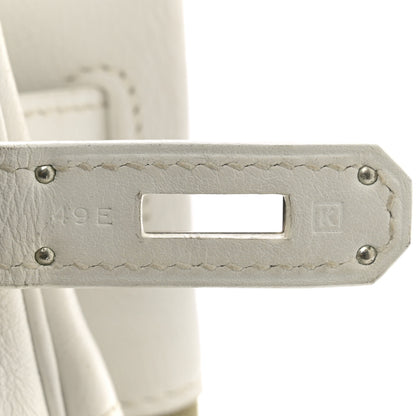 Hermes Swift Toile Birkin 35 White Vert Miliatire 7 of 20