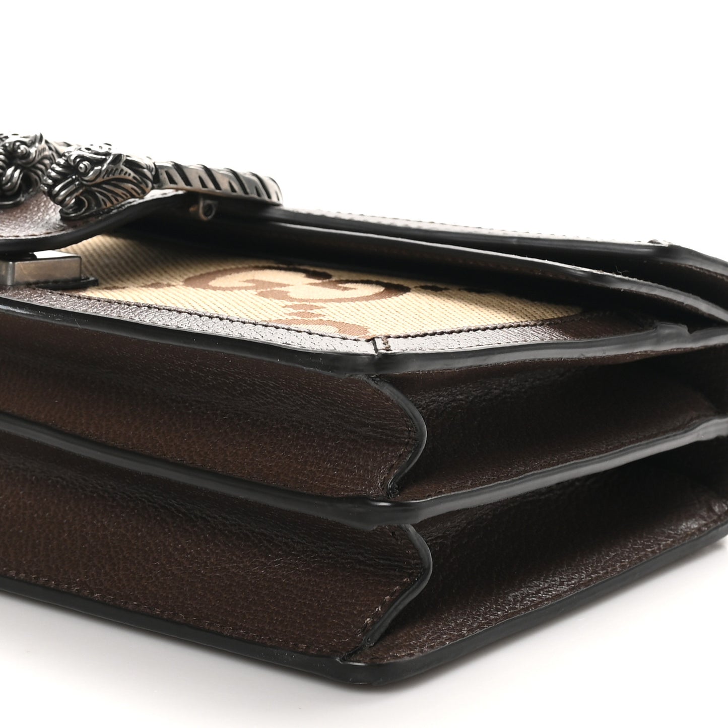 Monogram Jumbo GG Textured Dollar Calfskin Small Dionysus Shoulder Bag Camel Ebony New Acero