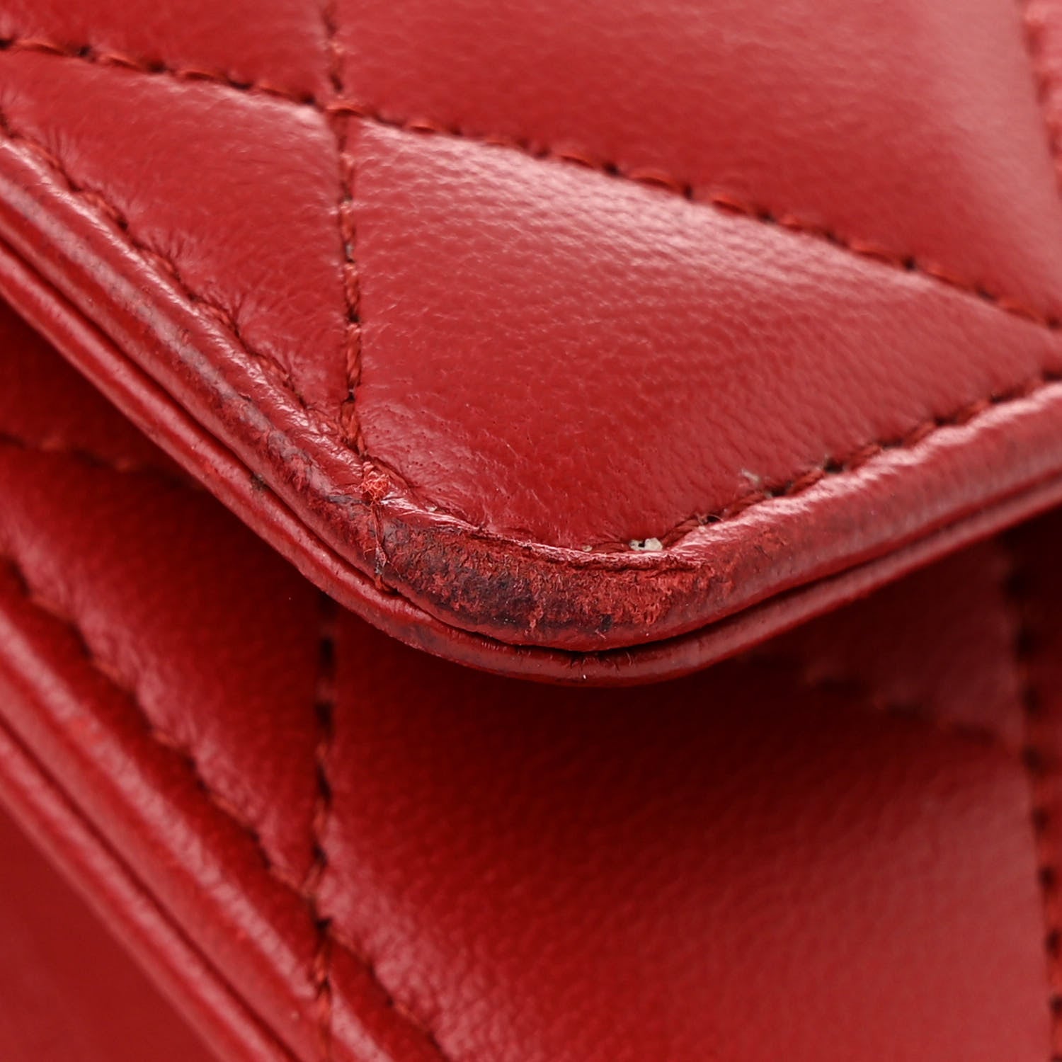 Chanel Lambskin Quilted Wallet On Chain WOC Red 13 of 15