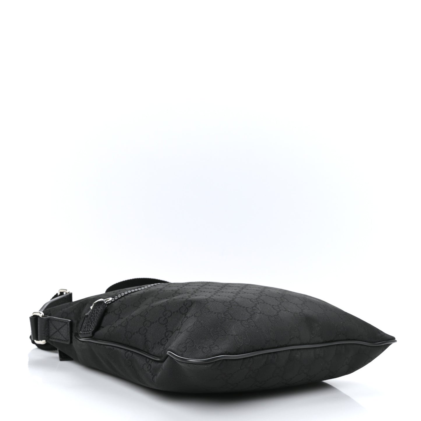 Nylon Monogram Medium Flat Messenger Bag Black