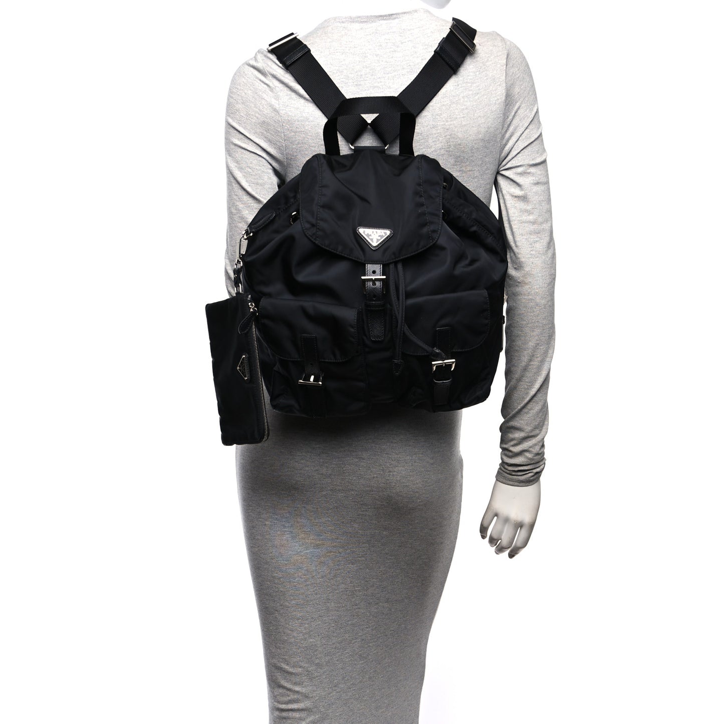 Tessuto Nylon Saffiano Medium Backpack Black