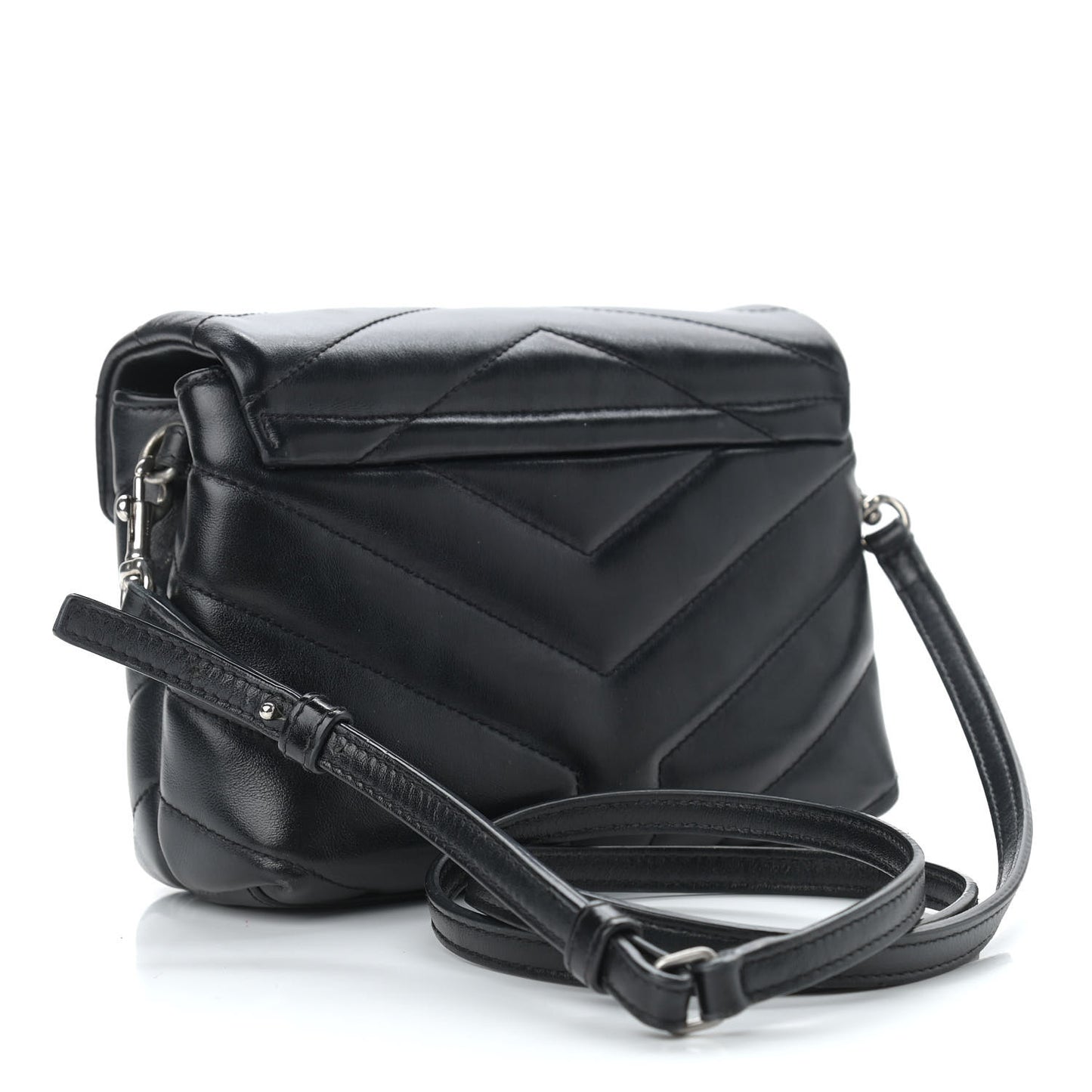Calfskin Y Quilted Monogram Toy Loulou Crossbody Bag Black