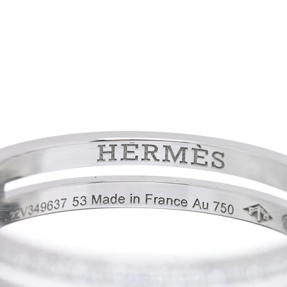 Hermes 18K White Gold Diamond Ariane Wedding Band Ring 53 6.5 4 of 5