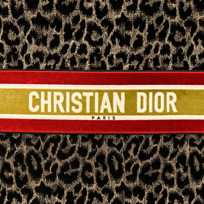 Christian Dior Canvas Velvet Embroidered Large Leopard Book Tote Beige 7 of 9