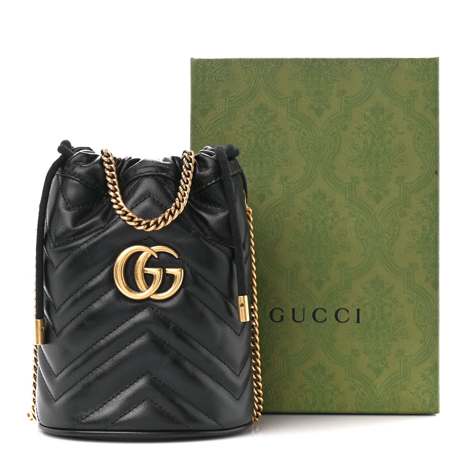 Gucci Calfskin Matelasse Mini GG Marmont 2.0 Bucket Bag Black 11 of 11