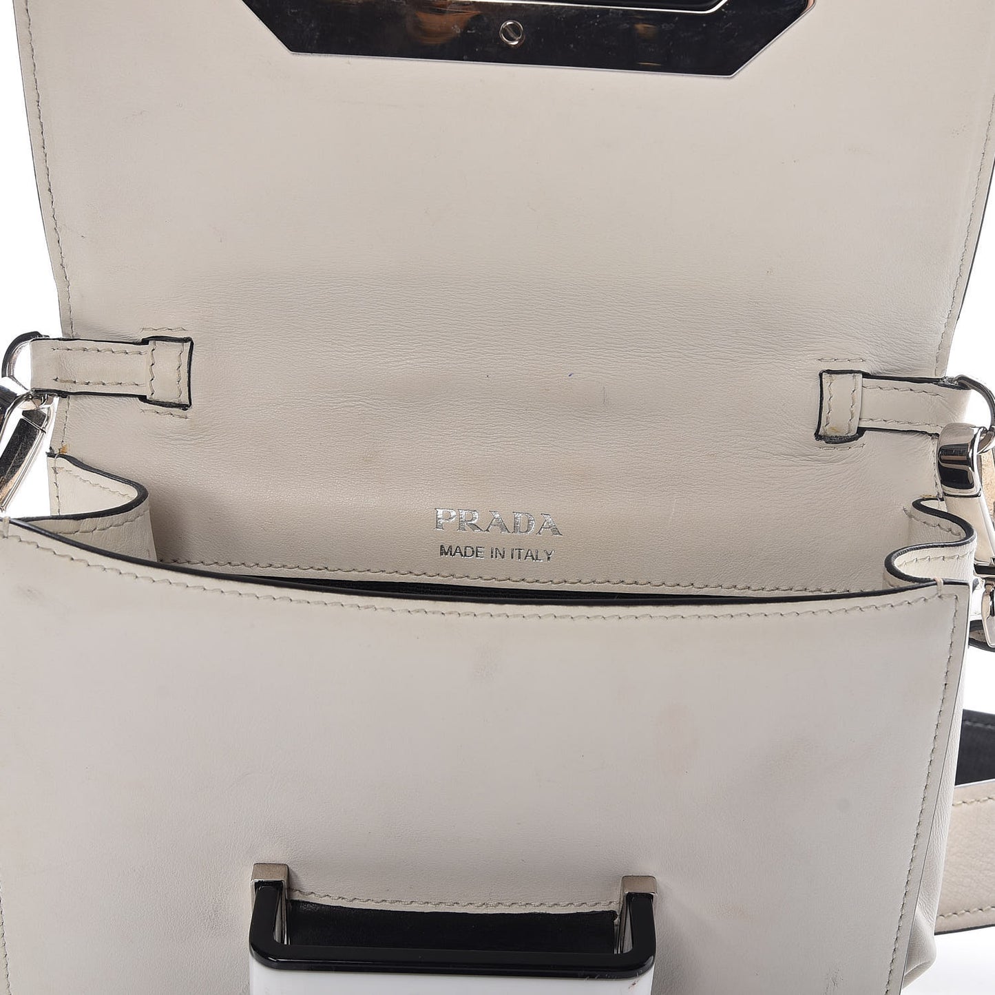 City Calf Plex Ribbon Bag White Black