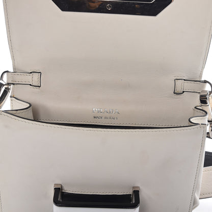 Prada City Calf Plex Ribbon Bag White Black 9 of 30