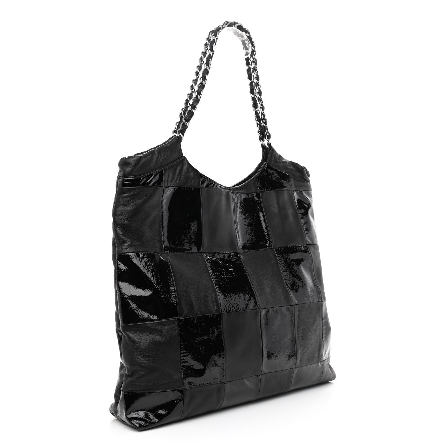 Chanel Patent Calfskin Patchwork Brooklyn Tote Black 3 of 12