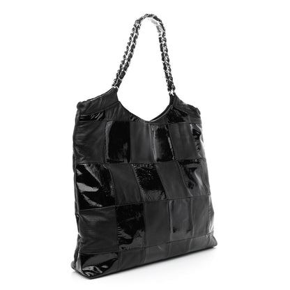 Chanel Patent Calfskin Patchwork Brooklyn Tote Black 3 of 12