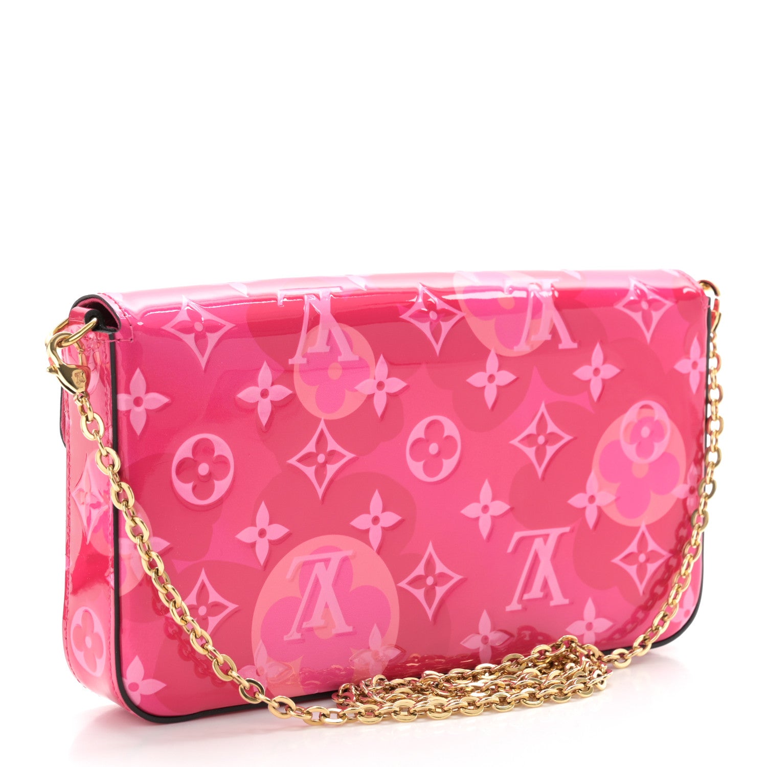 Louis Vuitton Vernis Valentine Pochette Felicie Chain Wallet Fuchsia 4 of 12