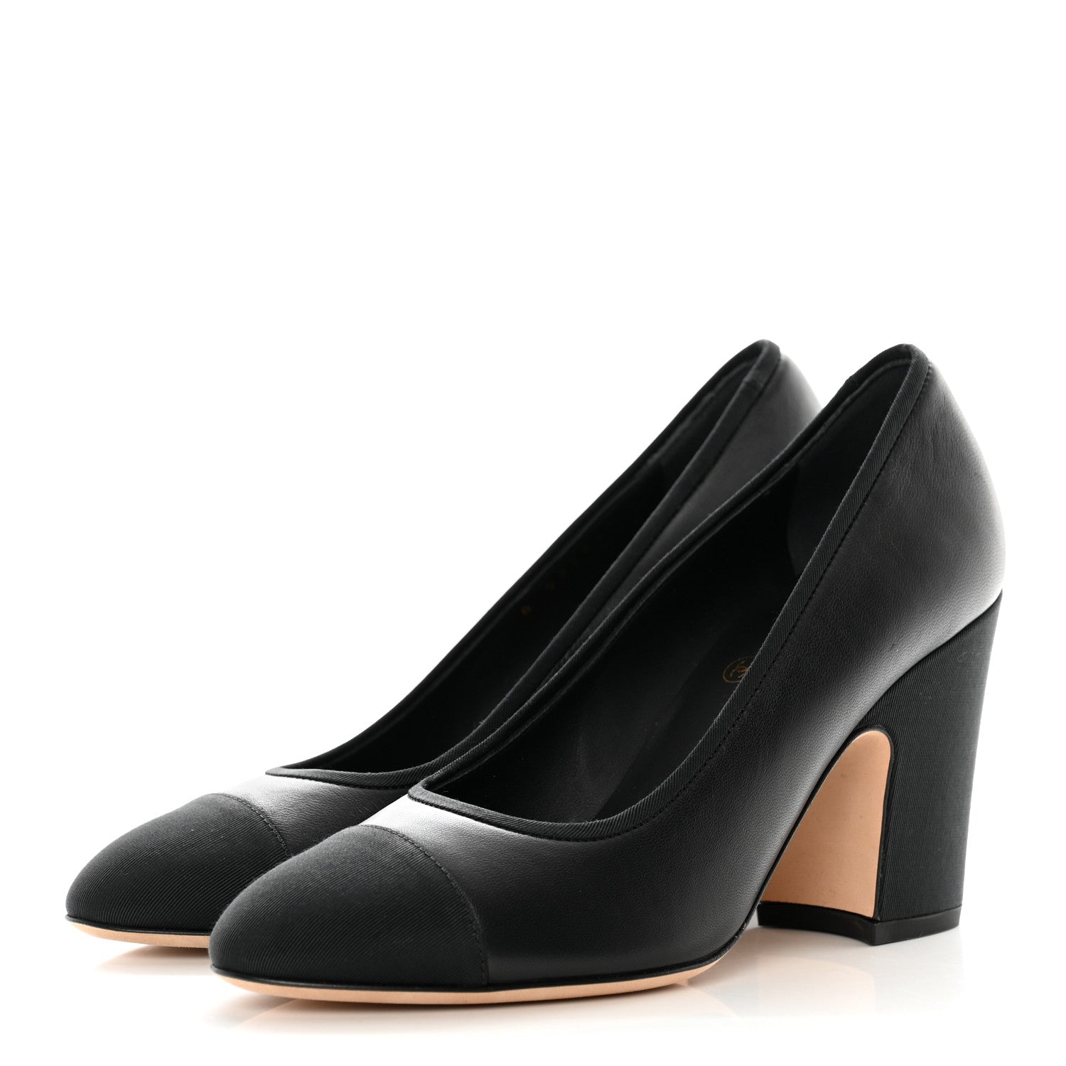 Chanel Lambskin Grosgain Cap Toe Pumps 35.5 Black 3 of 9