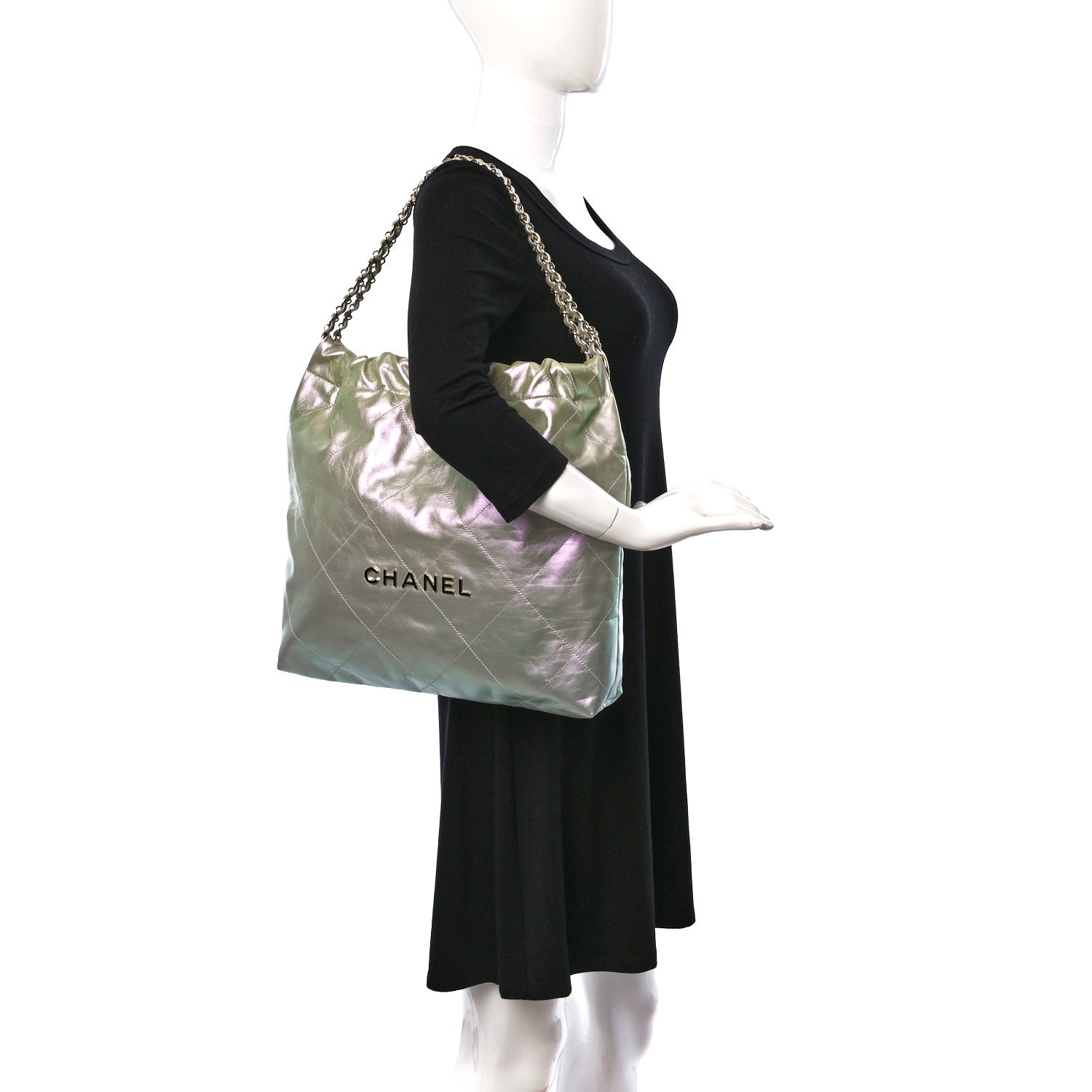 Chanel Iridescent Calfskin Quilted Chanel 22 Blue Green 2 of 10