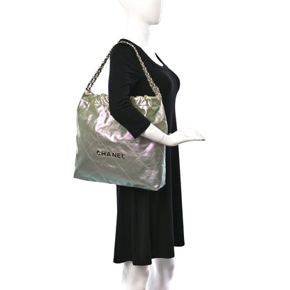 Chanel Iridescent Calfskin Quilted Chanel 22 Blue Green 2 of 10