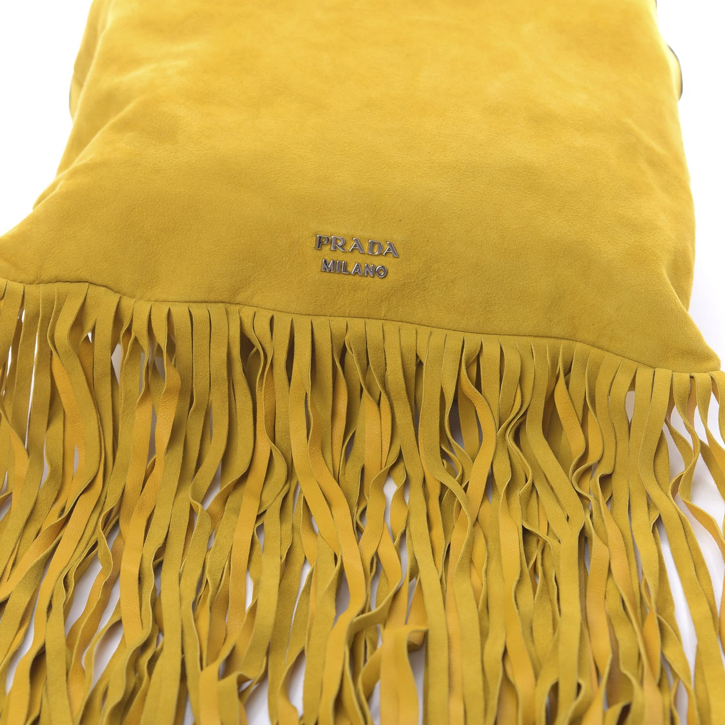 Suede Scamosciato Fringe Shoulder Bag Mimosa Black