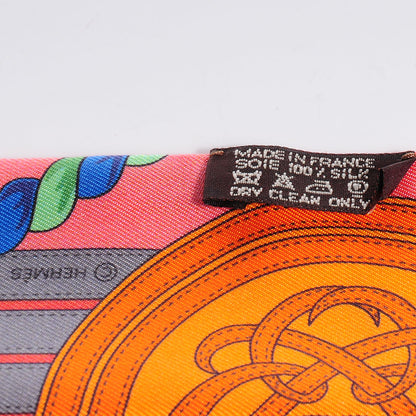 Hermes Silk Grande Tenue Twilly Vert Orange Corail 4 of 5